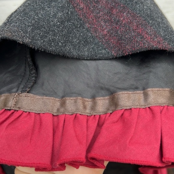 Vintage Field Manor Grey Wool Midi Skirt Chevron Herringbone  Ruffle Size 14 - Picture 4 of 6